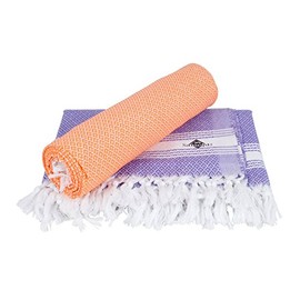 Sathiyas Cotton Bath Towel Pack of 2 (Orange || Lavender)