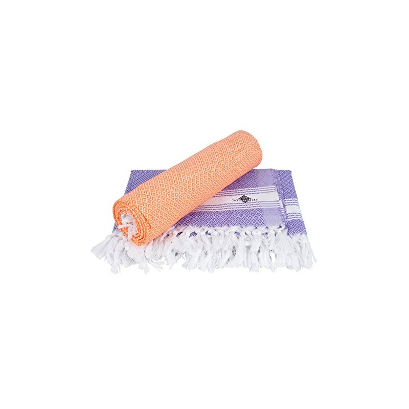 Sathiyas Cotton Bath Towel Pack of 2 (Orange || Lavender)