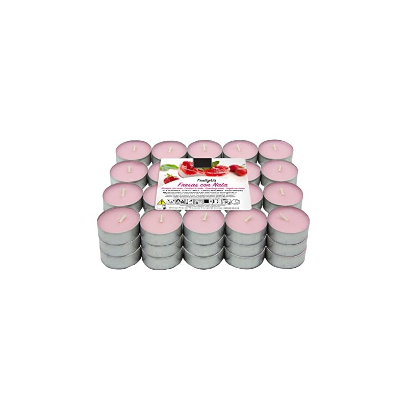 Pack of 60 Scented Tea Lights Strawberry with Cream