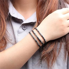 RINTOLER Morse Code Bracelets for Women Men Funny Inspirational Gifts for Best Friends, Motivational Bracelets, Inspirational Jewelry, Adjustable Black Silk Beaded Stretch Bracelets for Women (Believe)