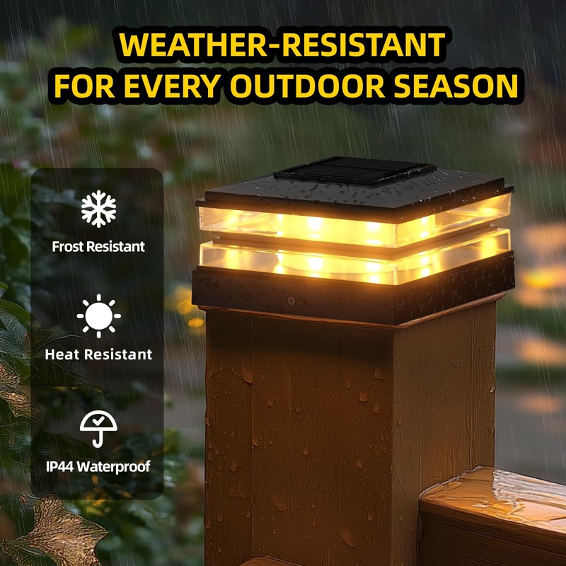 EXCMARK 4x4 Solar Post Cap Lights Outdoor Waterproof 8 Pack