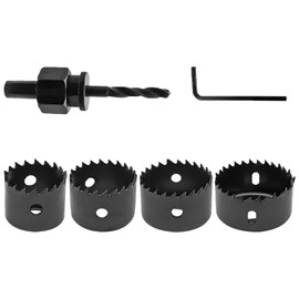 TAODAN 1-1/4 inch to 2-1/8 inch Hole Saw Kit 32 to 54mm Black Carbon Steel Hole Saw Set Gypsum Board Opener for Wood Plastic PVC Fibreglass