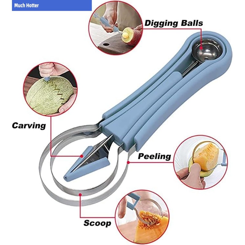 4 In 1 Stainless Steel Fruit Carving Tools Set, Melon