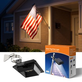 Solar Powered Flag Pole Light Outdoor Waterproof 12 LED Top Mounted Flagpole Lights for Outside House, Garden, Yard, Porch, Driveway, Camper, Dusk to Dawn Auto On/Off Lighting up 10 Hours(Warm White)
