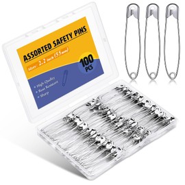 Mnuizu 100Pcs Safety Pins Bulk, 2.2inch/55cm Heavy Duty Large Safety Pins for Clothing, Jewelry Making Sewing Craft