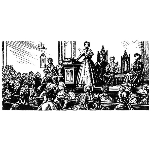 Seneca Falls Meeting 1848 Nelizabeth Cady Stanton Addressing The First