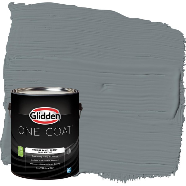 Glidden One Coat 1 gal. Garrison Gray/Grey Semi-Gloss Interior Paint