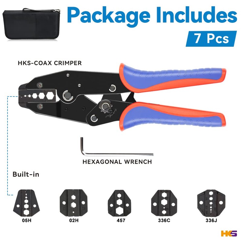 HKS Coax Ratchet Crimping Tool Set for Coaxial RG Cable