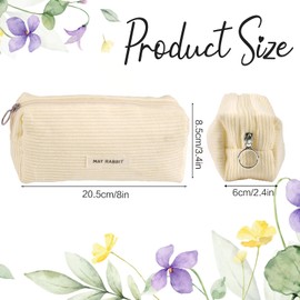 Maxmoc Pencil Case Corduroy Fabric Pencil Case Girls Pencil Case School Pencil Case for Women Girls, White, Casual