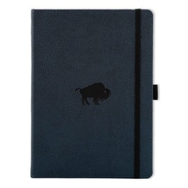 Dingbats Wildlife Blue Bison Notebook, Hyatt's Exclusive, Medium A5+ (6.3 x 8.5 Inch), Hardcover, PU Leather, Micro-Perforated, Dotted 100gsm Cream Paper