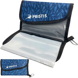 Pristis Fishing Soft Lure Storage Binder Bag, Plastic Bait Organizer Wallet Case with 6 Transparent Pocket Sleeves for Worm Rigs Lines, Durable Tackle Accessory for Saltwater Freshwater, Sea Blue