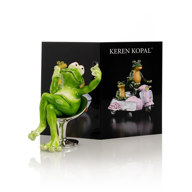 Keren Kopal Frog Taking a Selfie Trinket Box with Crystals