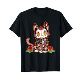 Calavera Cat Colorful Kitty Cute Dia De Los Muertos Gato T-Shirt