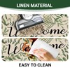 Livcoz Welcome Green Leaves Botanical Kitchen Rugs Set of 2,