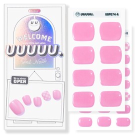UUUUU. Semi Cured Gel Pedi Strips(2025 Pedi Collection) 100% Real Gel, Long-Lasting & Easy to Apply&Remove, Works Any UV Lamps - Spring 2025,Pedi inspo,Pedi Stickers,Easter (UGP074 The Pink)