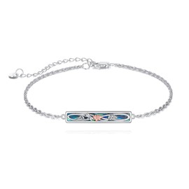 DAYLINLOVE Dragonfly Bracelet 925 Sterling Silver Dragonfly Abalone Shell Bracelet Lotus Jewellery for Women Girls