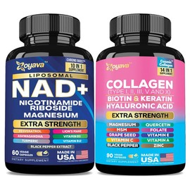 Forever Young Set - Zoyava NAD+ & Collagen All-in-One Healthcare & Dietary Supplement Combo for Extra Skin Aging Support, Hair Health, & Overall Wellness - Made in USA:_1 Month Supply