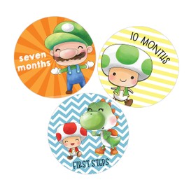 Silly Goose Gifts Plumber Hero Video Game Character Themed Baby Milestone Stickers - Perfect Growth Chart, Shower Registry Gift for Boys Girls Monthly Scrapbook Keepsake Photo Prop Set of 18 Stickers