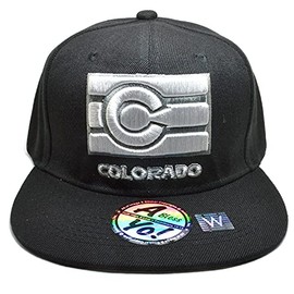 A Bless Yo! Colorado Flag Flat Snapback Twill Bill Visor Cap Hiphop Golf Baseball Hat AYO1255 (Black)