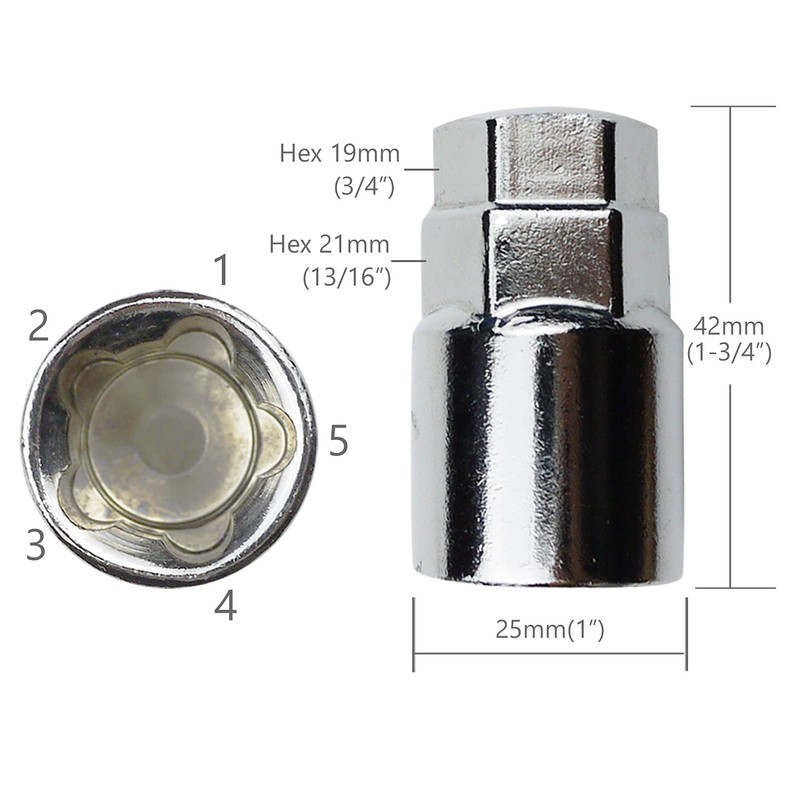 WHEEL CONNECT Lug Nuts Key for Spline Drive Lug Nuts