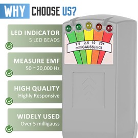 K2 EMF Meter Magnetic Field, Radiation Detector Portable, 5 LED Ghost Hunting Detector, K2 EMF Meter Paranormal Equipment Tester 50 Hz - 20,000 Hz