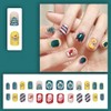24Pcs Christmas Press on Nails Cute Cartoon Bear Fake Nails