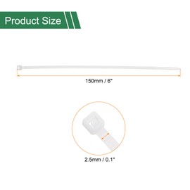 HARFINGTON 100pcs Cable Zip Ties, Plastic Nylon Ties Wraps, 6-Inch / 150mm Self-Locking Wire Cord Electrical Management Zip-Ties for Home, Office, Workshop, Outdoor Garden, 20LBS, White