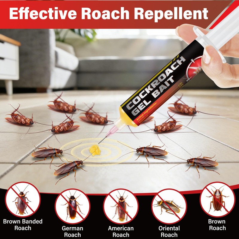 6 Tubes Cockroach Gel, Natural Formula Roach Gel with 2