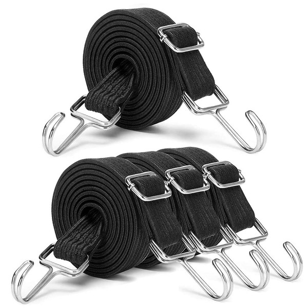 Tie Down Straps for Cargo Carrier Elastic Strap 78.7 inches (200 cm) Long Load Tightening Set of 4 for Bicycles and Bikes Carrying Carts, Durable Rubber Rope (Black)