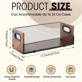 Geelin 2 Pcs Wooden Cd Storage Box Holder Racks Retro Cassette Tape Display Stand with Carrying Handles, Organizer Shelf for Movie Cases, Dvds, Cd Organizer Can Store up to 36 Pcs