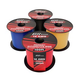 GS Power 400ft CCA 14 Gauge Wire Automotive, 100ft Spool, 4 Colors, 14 AWG 12v, Speaker Electrical Wire Low Voltage Primary for Car Stereo Audio Trailer Harness Hookup Wiring DIY