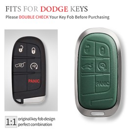 OFFCURVE for Dodge Jeep Key Fob Cover, Car Key Cover Case for Dodge Charger Challenger Dart Journey Durango Grand Caravan RAM Chrysler 200 300 Smart Key Car Accessories Holder Protector, Green