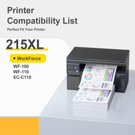 TargeToner T215 Ink Cartridge Remanufactured for Wf-100 Wf-110 EC-C110 Printer (3 Black 2 Tri-Color Pigment Ink Cartridges for EC-C110 WF100 WF110 5Pack)