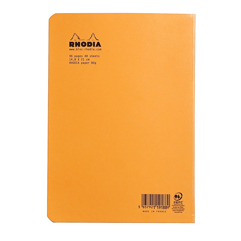 RHODIA 119188C - Orange Piqué Notebook - A5 - Lined