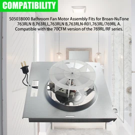 QQZ Bathroom Fan Replacement Parts S0503B000,for Nutone 763RLN 763RLL 763RLN-R01, 50 CFM, 2.5 Sones,aslo Fits 763RL/769RL A Unit