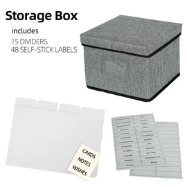 Greeting Card Organizer and Storage Box with 15 Adjustable Dividers, Stores 140+ Cards, Suitable for Storing Greeting Cards, Envelopes, Stickers, Photos, Notecards and More (1 Pack-Grey)