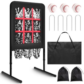 Pitching Net, 9 Hole Baseball Pitching Net with Strike Zone, Durable Baseball Net with 9 Pocket Pitching Target, Adjustable Softball Pitching Net with Strike Zone Target for Backyard Practice