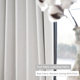 UHITECH Beige Blackout Curtains for Bedroom Window Black Out Curtain for Living Room 63 inch Length 2 Panels Set Linen Blend Drapes Back Tab Thermal Insulated