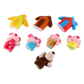 Gorise 8 Pcs Cartoon Animals Finger Puppets with Little Pigs Educational Plush Doll,Fairy Tale Puppet Doll