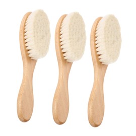 jojofuny 3pcs Cradle Cap Scrubber Soft Bristle Hair Brush with Wooden Handle for Newborns Scalp Care and Gentle Massage Ergonomic Grip Grooming Tool