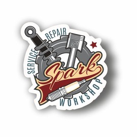 AMA SHOP WALL STICKER GARAGE SERVICE VINTAGE MOD.6 PVC for Decal Wall Mural Car Motorcycle Helmet Camper