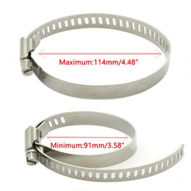 4 inch Hose Clip Clamps Adjustable Large Size Stainless Steel 2 Pack Pipe Clips Worm Drive Clamp Assorted for Securing Hose Connections (91-114mm)