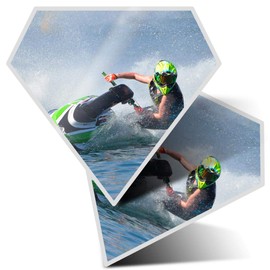 2 x Diamond Stickers 7.5 cm - Jet Ski Racing Fun Decals for Laptops,Tablets,Luggage,Scrap Booking,Fridges, #15798