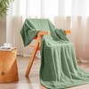 Vessia Flannel Fleece Throw Blanket, 300GSM Cozy Sage Green Striped
