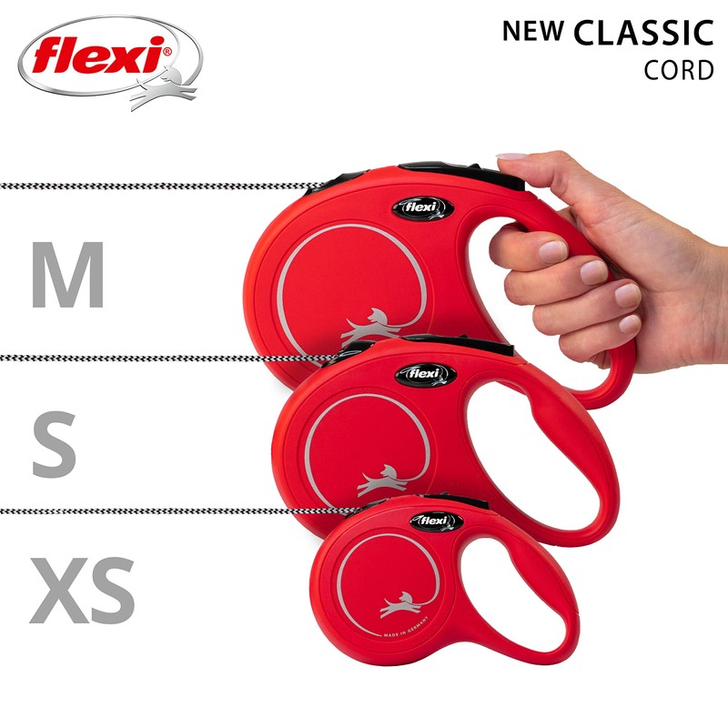 Flexi New Classic Cord Red Medium 5m Retractable Dog Leash/Lead
