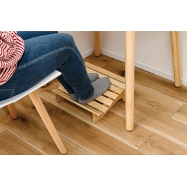 PaletteLife Wooden Footrest, D11.42 xW13.78 xH4.93 (29x35x12.5cm), 1x1 ft, Small, Natural Ashwood, Ergonomic Design