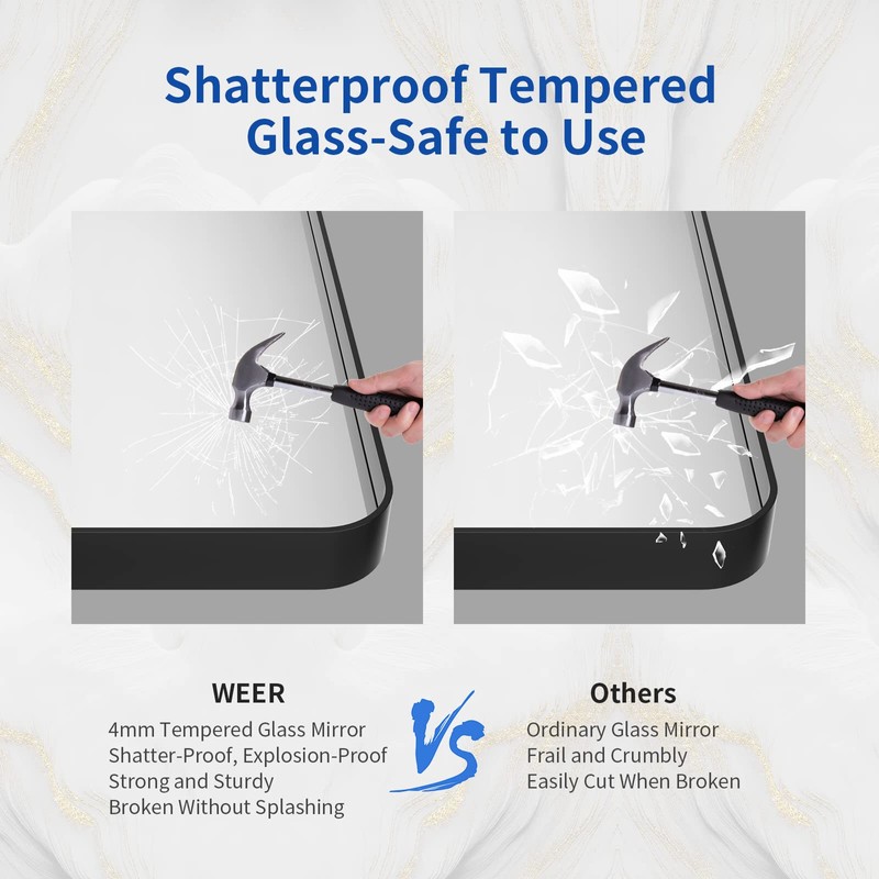 WEER Black Bathroom Mirror 24X32 Inch, Rectangular Black Metal Frame