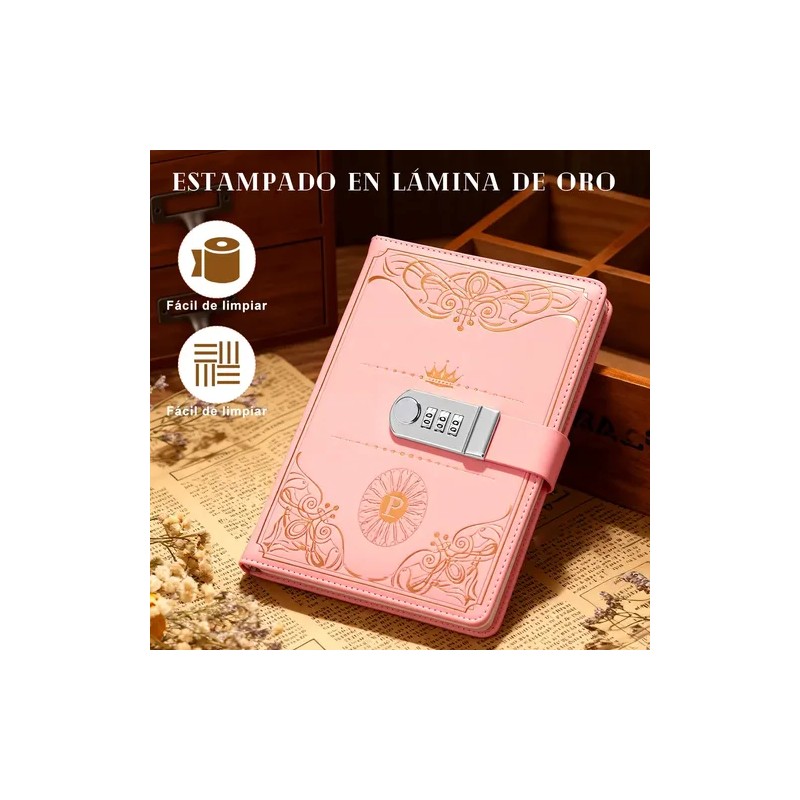 Agenda De Cuero Con Candado Diario Personal 150 Hojas calco