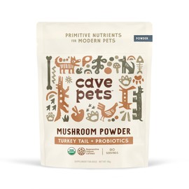 Cave Pets, Super Blend Powder, Mushroom Mycelium and Dog Probiotic Supplement for Brain and Digestive Health, Turkey Tail & Probiotics, 90 Servings