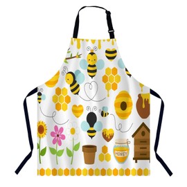 BGBDEIA Honey Bees Apron Adjustable Neck Bib Apron for Men Women,Suitable for Kitchen Cooking Waitress Chef Apron